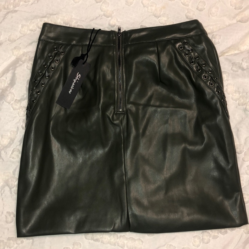 Army green mini skirt